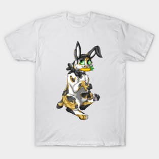 Bobtail BunnyCat: Calico Tabby (Black) T-Shirt